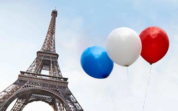 Eiffel tower with balloons